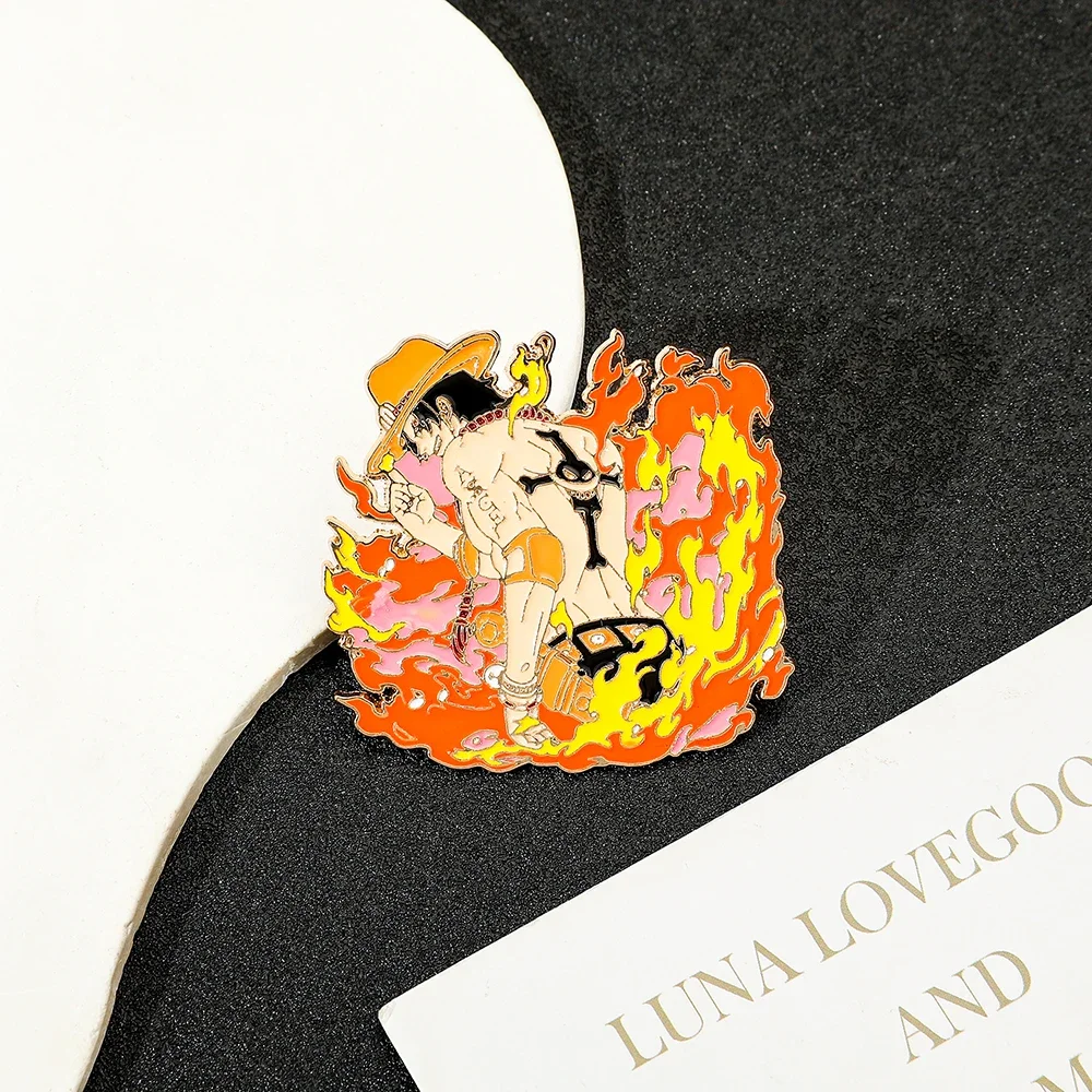 1 Pc Classics Anime Brooch Personality Ace Character Enamel Pin Metal Badge Jewelry Backpack Clothing Accessories Gift view 6