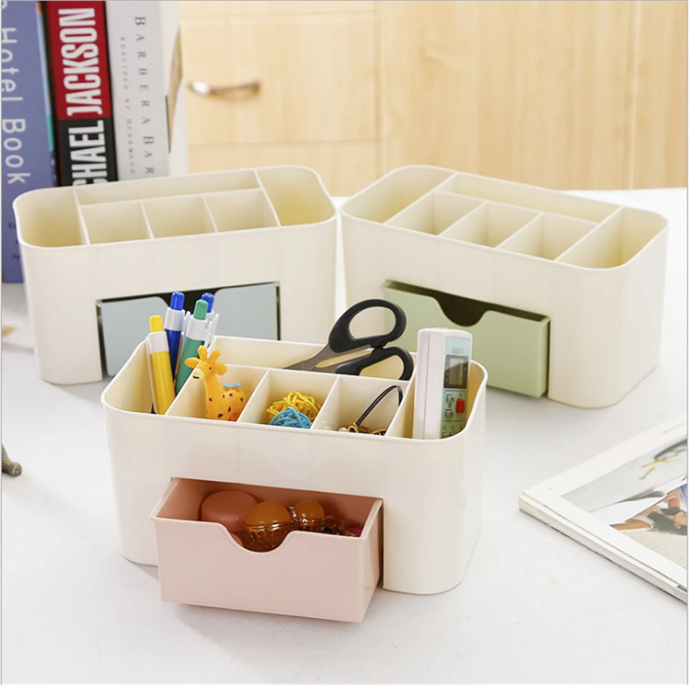 Multifunctional Makeup Organizer Box For Bathroom Cosmetic Storage With Drawer Eyeshadow Container Stand Holder Lipstick Case