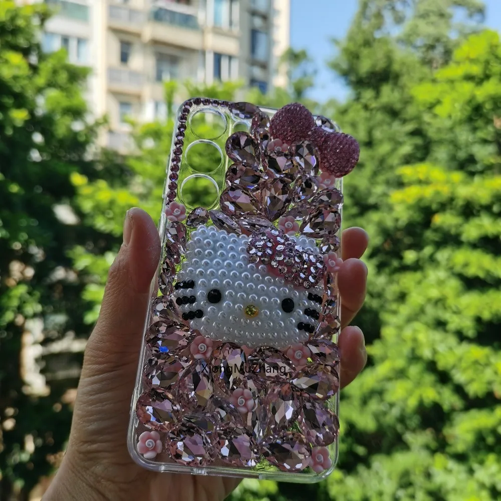 Hello Kitty Strass-Hülle für Samsung S25 S6 Ultra S24 Ultra S23 S22 Plus S21 FE S20 S10 Note 20 10 Hülle Diamant-Handycover – Detail 6