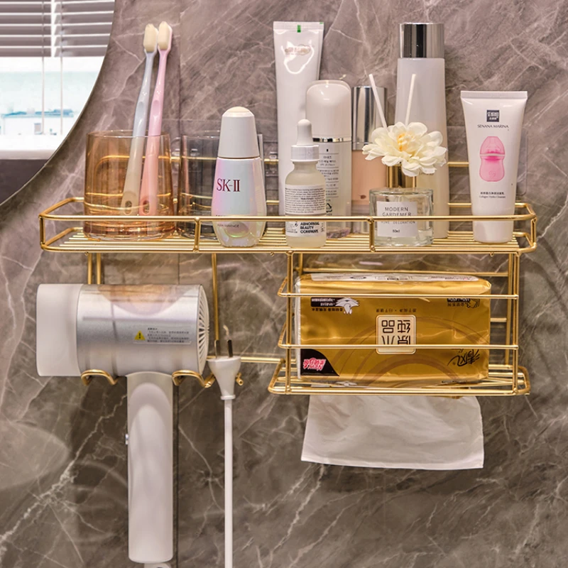 Hair dryer storage rack, toilet washstand, non-punched storage toilet, bathroom stand, toilet shelf wall mounting