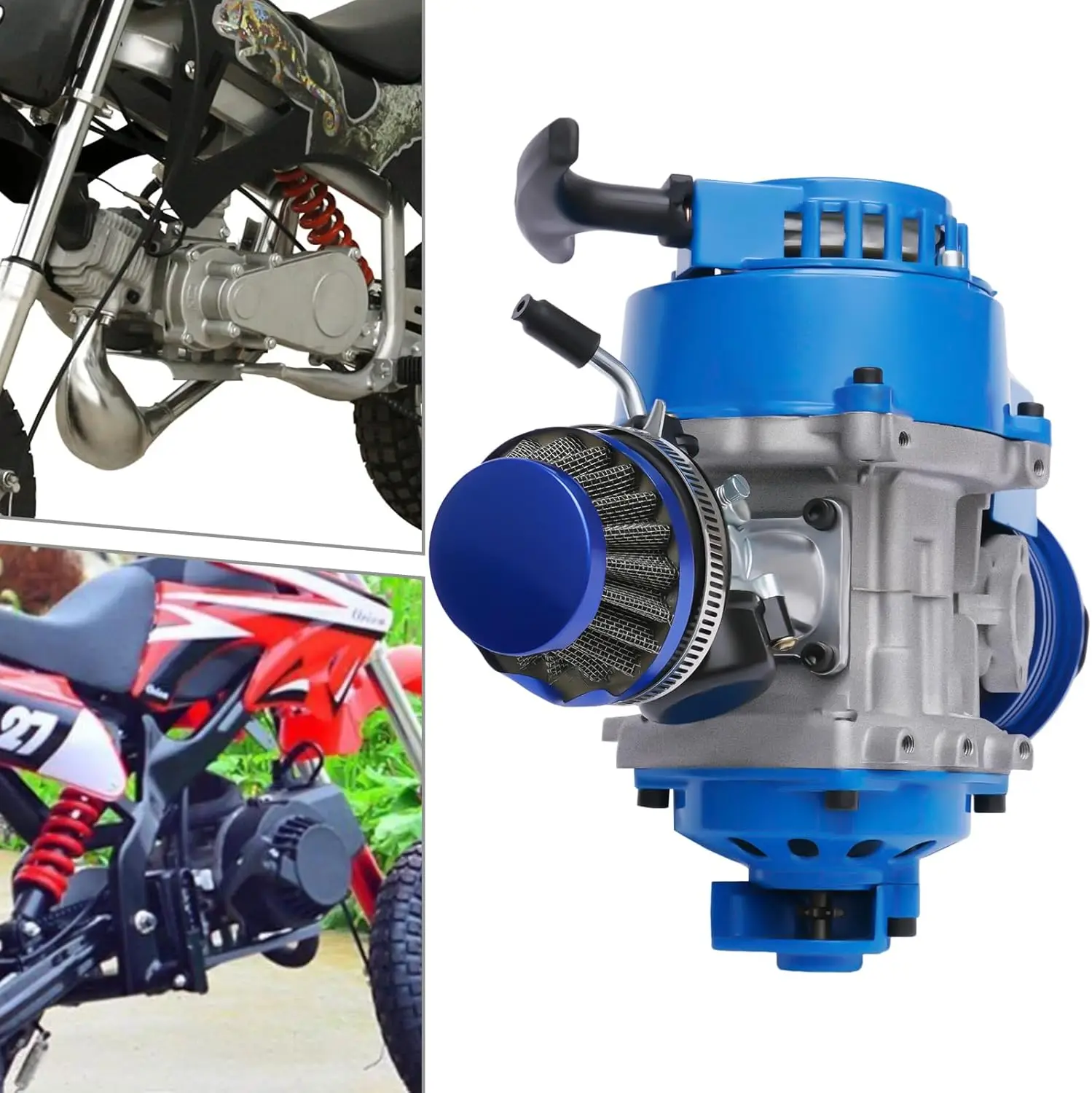 49CC Racing Engine Set 2 Stroke 1.8kw 11000rmp High Performance Single Cylinder Motor with 6 Teeth 25h Sprocket