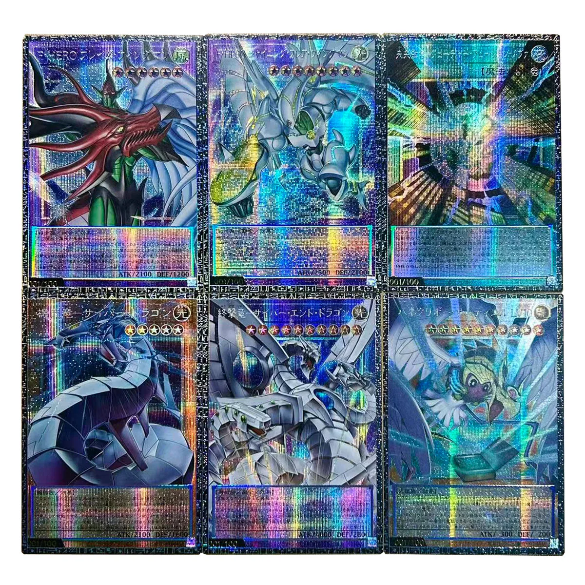 6Pcs/set Diy Self Made Yu-Gi-Oh! Cyber Dragon Polymerization Collection Card Gauze Flash Cyber Dragon Sieger Anime Card Gift Toy