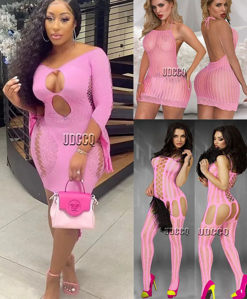 Sexy plus size lingere Babydoll Underwear Translucent light pink dress costumes sleepwear Bodysuits Costumes dress skirt porn