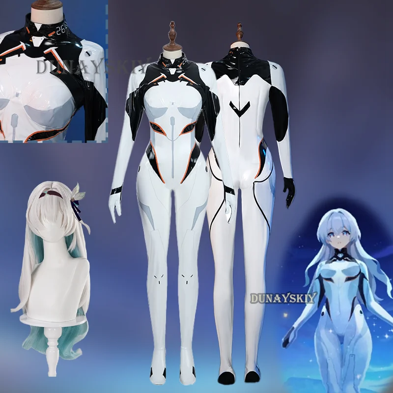 Game Honkai Star Rail Firefly Cosplay Battle Dresses Cos Jumpsuit White Uniform Wig Full Set Suit Women Halloween Party RolePlay