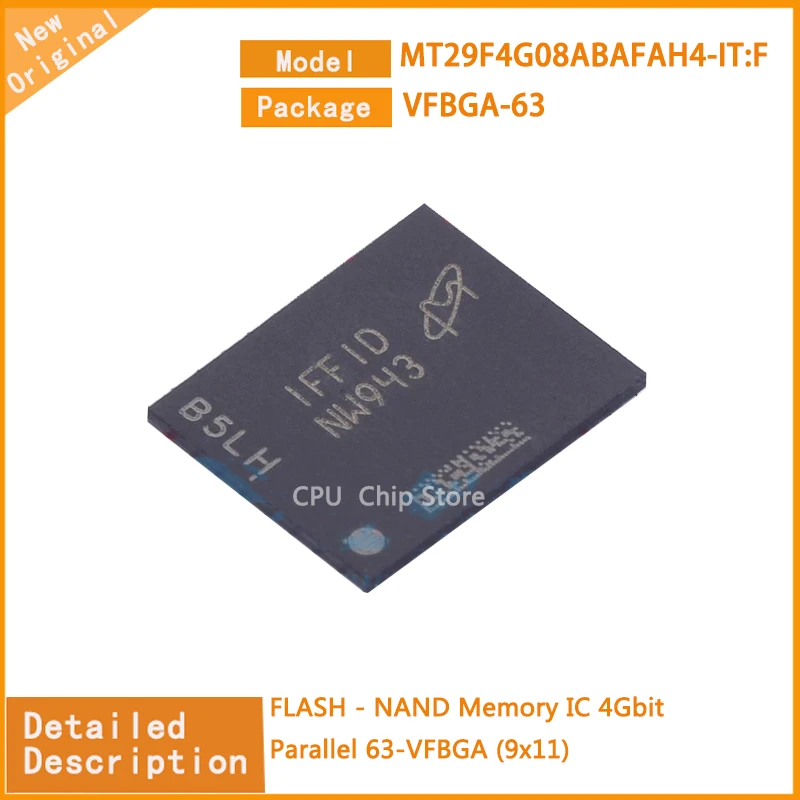 5Pcs/Lot  New Original   MT29F4G08ABAFAH4-IT:F  MT29F4G08  FLASH - NAND Memory IC 4Gbit Parallel 63-VFBGA (9x11)