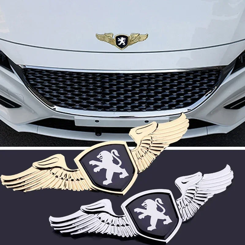 

3D Wings Car Front Hood Emblem Rear Trunk Badge Sticker for Peugeot 106 207 208 301 308 407 408 508 3008 4008 5008 RCZ Rifter