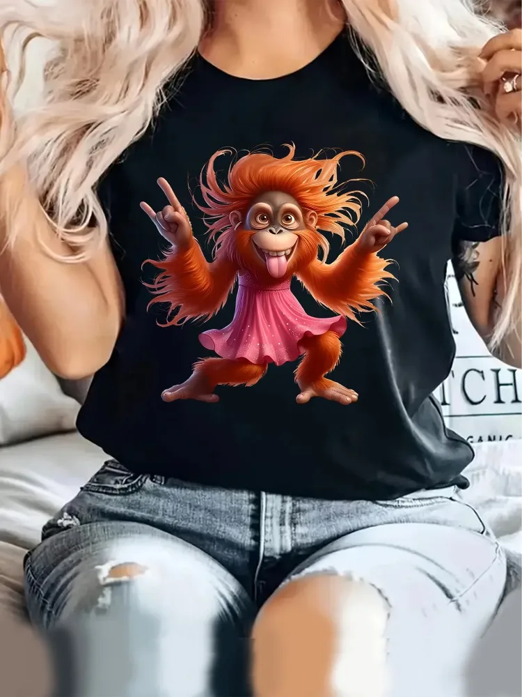 

Monkey in Skirt Funny Monkey Naughty Mischievous I'm The Best I Say The Cutest Gift Women's Casual Seasonal Comfort T-Shirt