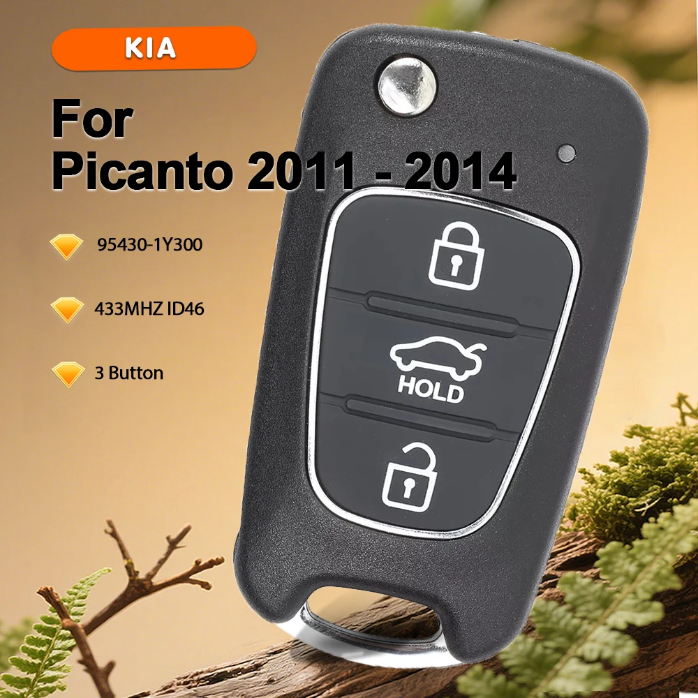 

KEYECU 95430-1Y300 Модернизированный флип-брелок с дистанционным управлением, 3 кнопки, 433 МГц, ID46, брелок с чипом для Kia Picanto 2011 2012 2013 2014