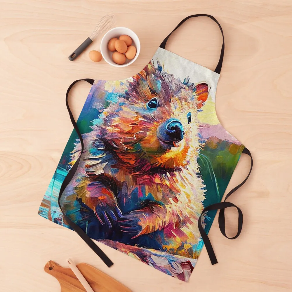 

Cute Quokka by the river looking for a friend Apron Waterproof kitchen and home For Kitchen Apron