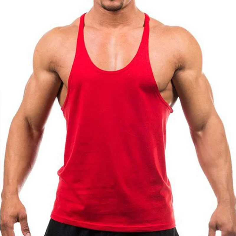 Glaçure de fond de base simple solide pour hommes, entraînement musculaire, dos racerback, haut précieux, maillot de corps en fibre