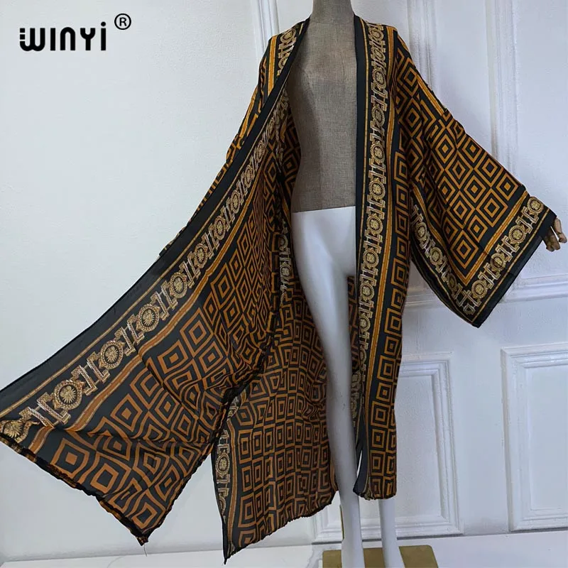 2024 WINYI bohemian Kimono beach cover up costume da bagno elegante donna africana boho Cardigan sexy Holiday manica lunga beach dress