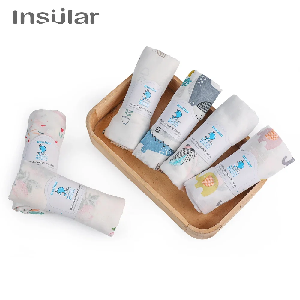 Insular Muslin Swaddle Blanket Cotton Baby Swaddles Newborn Blankets Bath Gauze Infant Wrap Sleep Sack Stroller Cover Play Mat