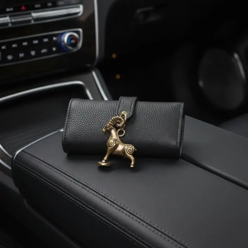 1PC Solid Brass Zodiac Sheep Statue Flat Base Desk Ornament Chinese Auspicious Meaning Desktop Decoration