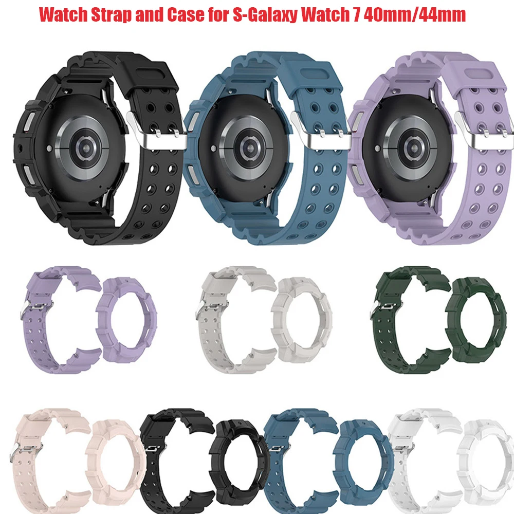 

40MM/44MM Case + Strap For Samsung Galaxy Watch 7 Silicone Protective Case Watchband 2 in 1 Smart Watch Accessory