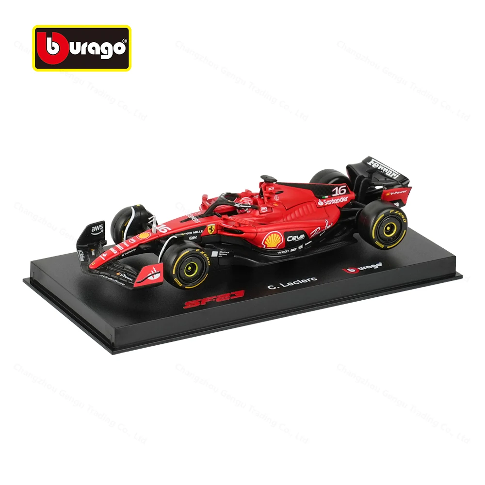 Bburago 1:43 Ferrari 2023 SF23 # 16 F1 Formula Car Vehículos fundidos a presión Modelo coleccionable Juguetes de carreras Caja acrílica