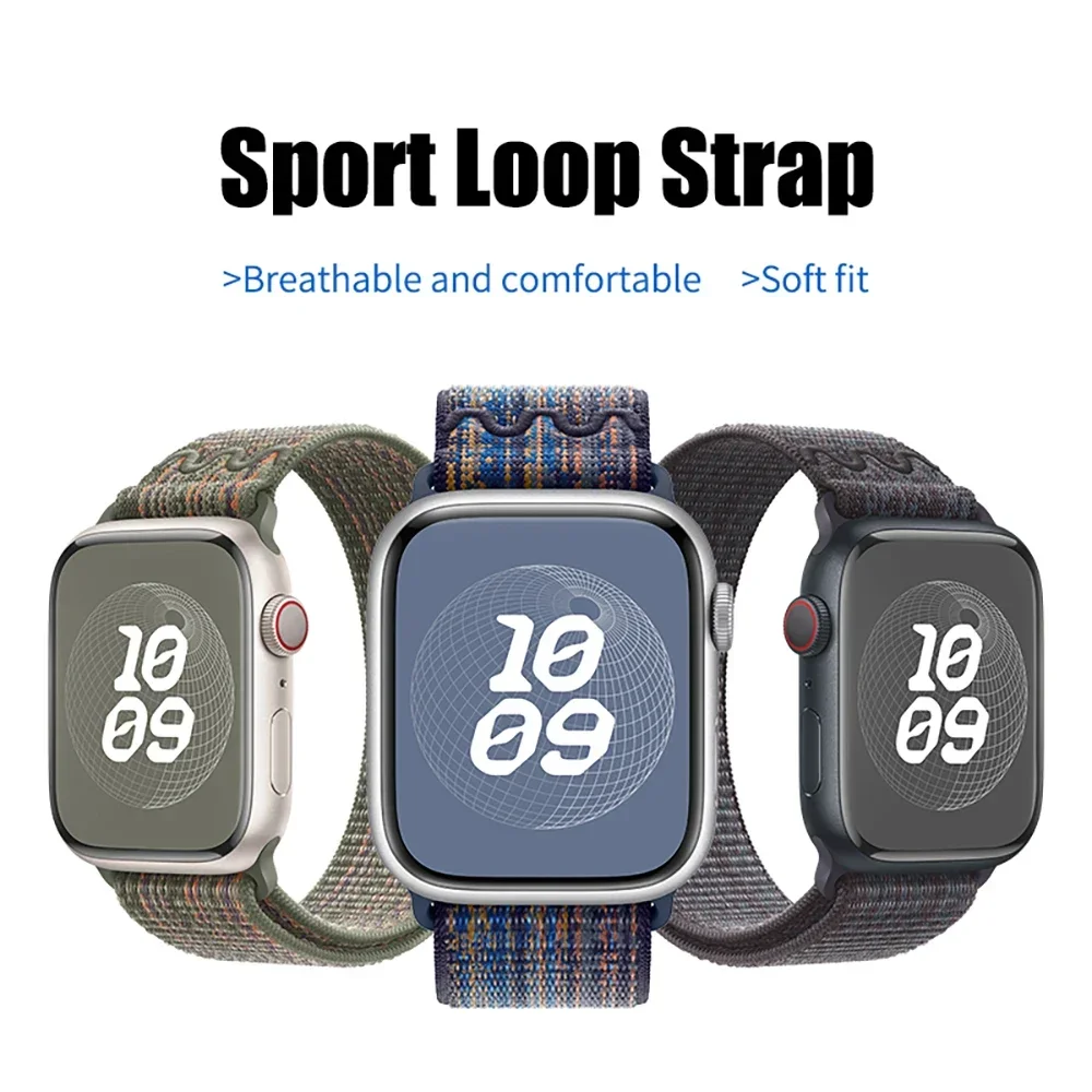 สายไนลอนสำหรับสายคาด Apple Watch 40มม. 44มม. 49มม. 45มม. 41มม. 38มม. 42มม. 44มม. สร้อยข้อมือสำหรับ iWatch Series 9 8 7 6 5 4 3 ULTRA 2 BAND