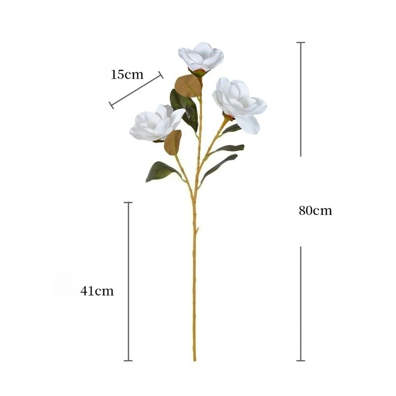 4/5 Stück Künstliche 3-Zweigige Magnolien-Äste Plastik Kunstblumen Heimdekoration Weiße Magnolien-Simulationsblumen Schlafzimmerdekoration – Detail 1