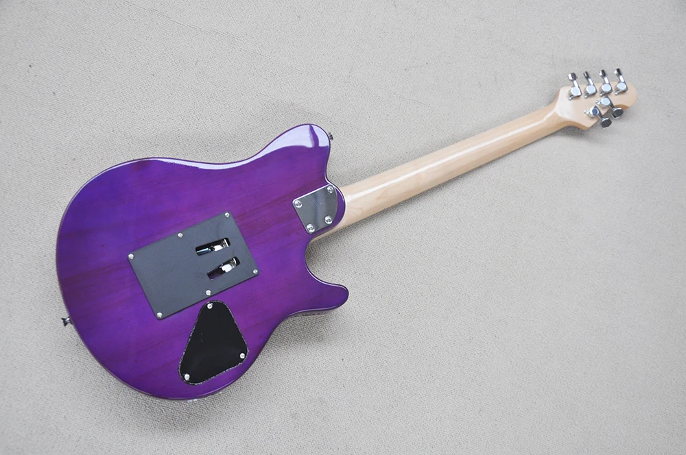 Left Hand Purple Electric Guitar with Quilted Maple Veneer,Maple Fretboard,Humbuckers Pickups