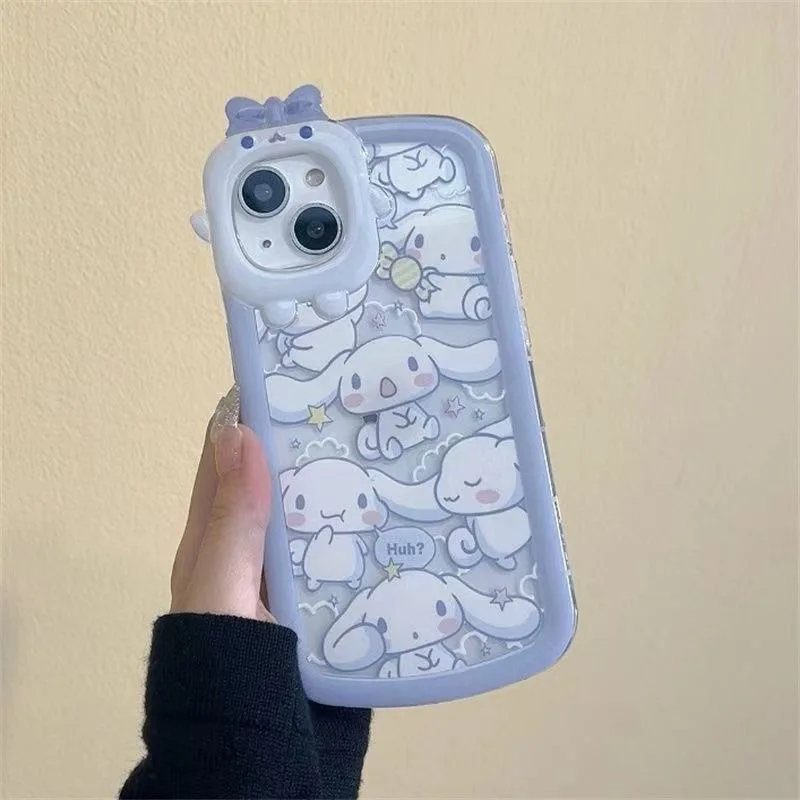 Kawaii Cinnamoroll 3D Bogen-knoten Objektiv Fall Für Xiaomi Redmi 12C 9C 10C 9A 9T Hinweis 9 9S 10 11 12 Pro K30 4G 5G Weiche Silikon Abdeckung