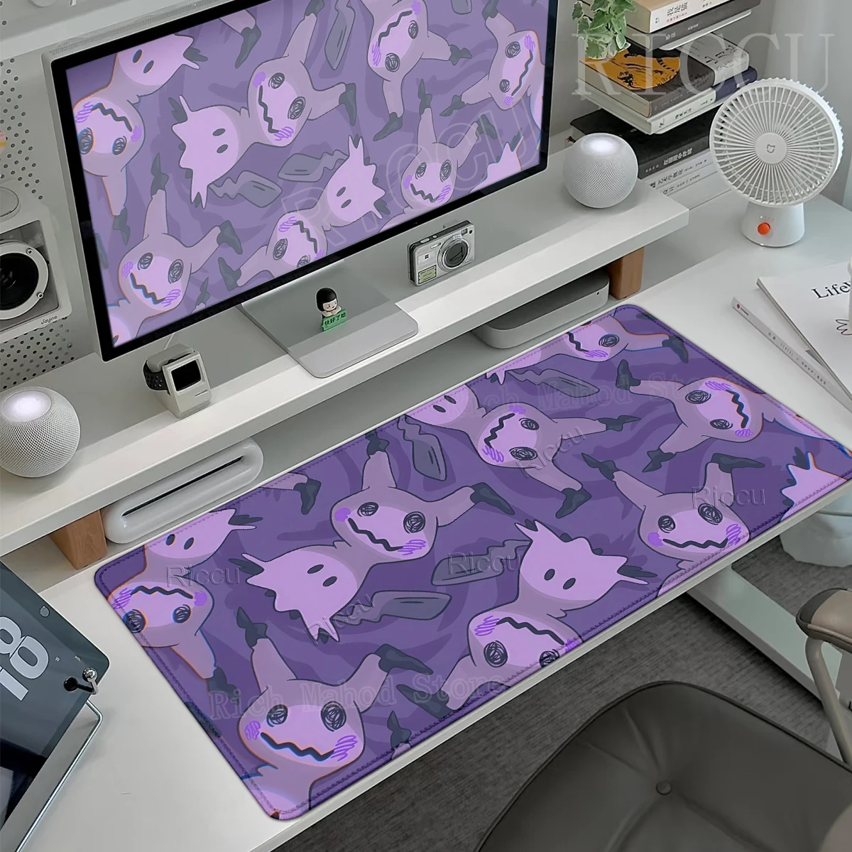 Gaming Mouse Pads Large Gamer Keyboard Pokemon Mimikyu Pattern Aesthetics Desk Mats Anime Gaming Non-slip PC Rubber Table Carpet view 2