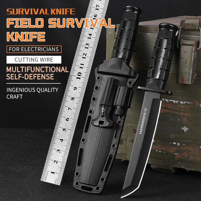 

7CR13MOV Steel Outdoor Knife Fixed Blade Hiking Hunting Knife Survival Rescue Knife Self Defense Knife Gift for Men