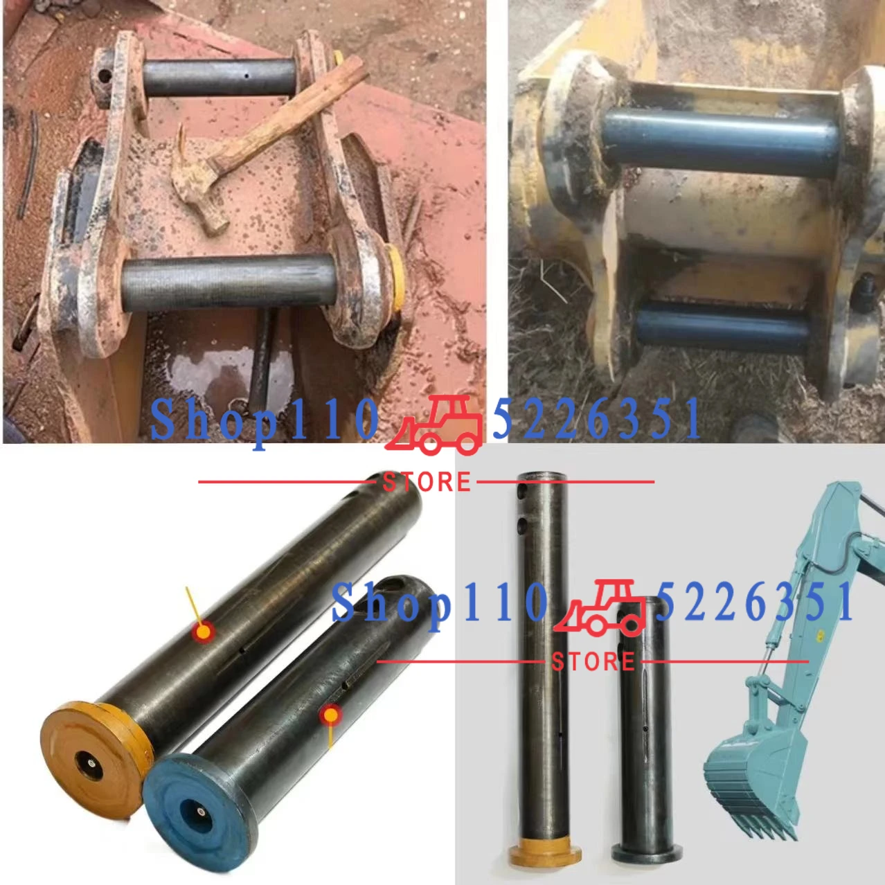 Eje de cubo de excavadora, cabezal de tracción de caballo, oreja de cubo templado, Pin resistente al desgaste, máquina de gancho 45/50/60/75/120