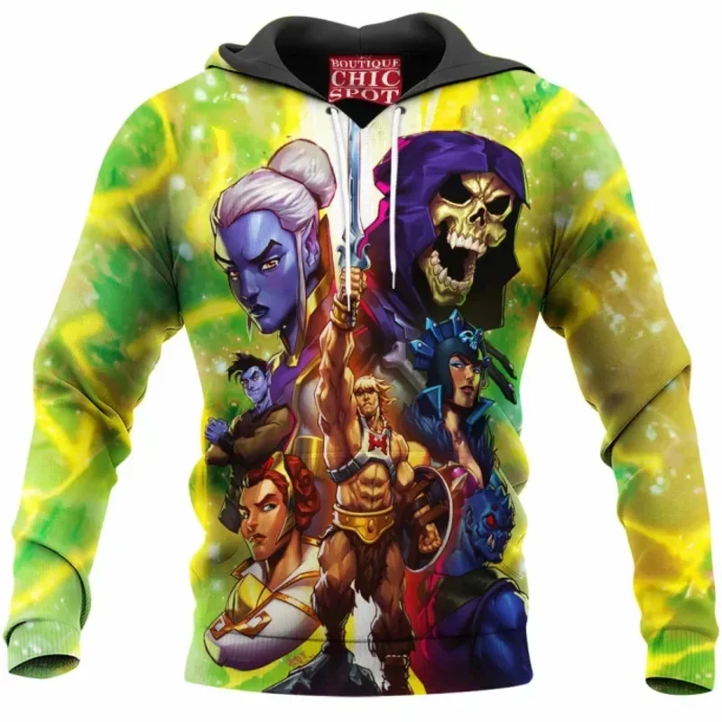 Anime Masters of The Universe He-Man 3D 프린트 후드 티 스웨터 남성/여성 긴 소매 후드 코트 하라주쿠 Tracksuit Pullovers