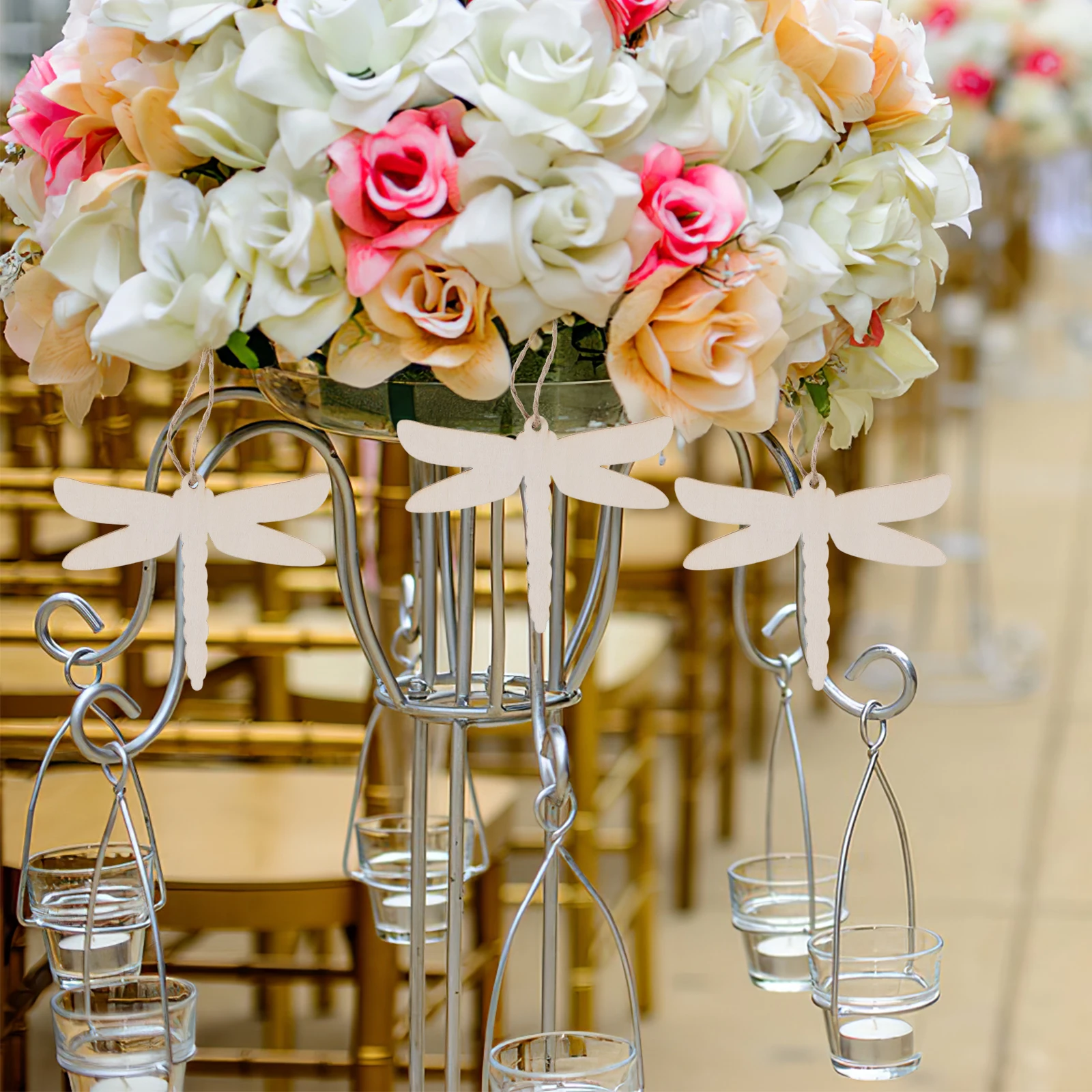 

Blank Animal Decoration Wooden Dragonfly Shaped Embellishment for DIY Party Decorations Insect Ornament Summer Festive