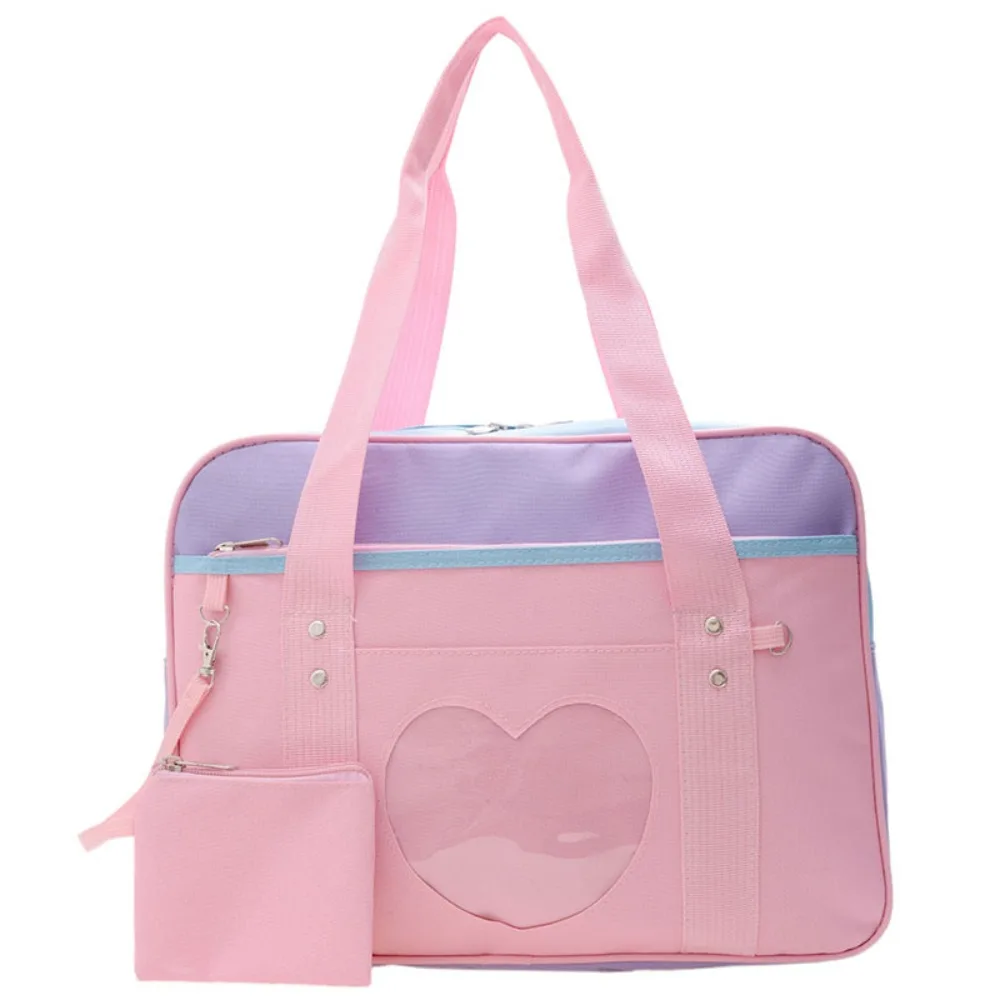 

Sweet Heart JK Uniform Itabag Ox Cloth Zipper Transparent Bags Harajuku Cotton Doll Bag Shoulder Bag Small Item Bag