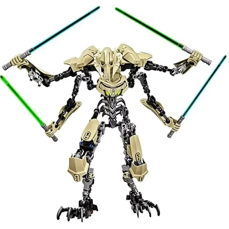 

Hot 32cm Ksz714 Star Toy Anime Action Figure Robot Grievous With Lightsaber Hilt Combat Model Building Blocks Gifts