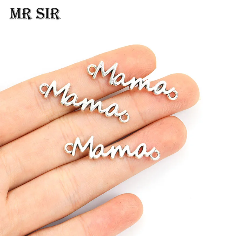 

20pcs Antique Silver Color Word Mama Alloy Charms Connectors for Jewelry Making Bracelets Necklaces for Mother Gifts Accessories