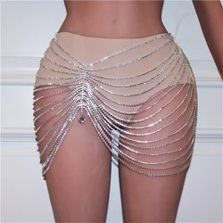 Personalized Sparkling Tassel Crystal Waist Chain Water Drop Pendant Nightclub Party Bikini Rhinestone Waist Chain Body Chain