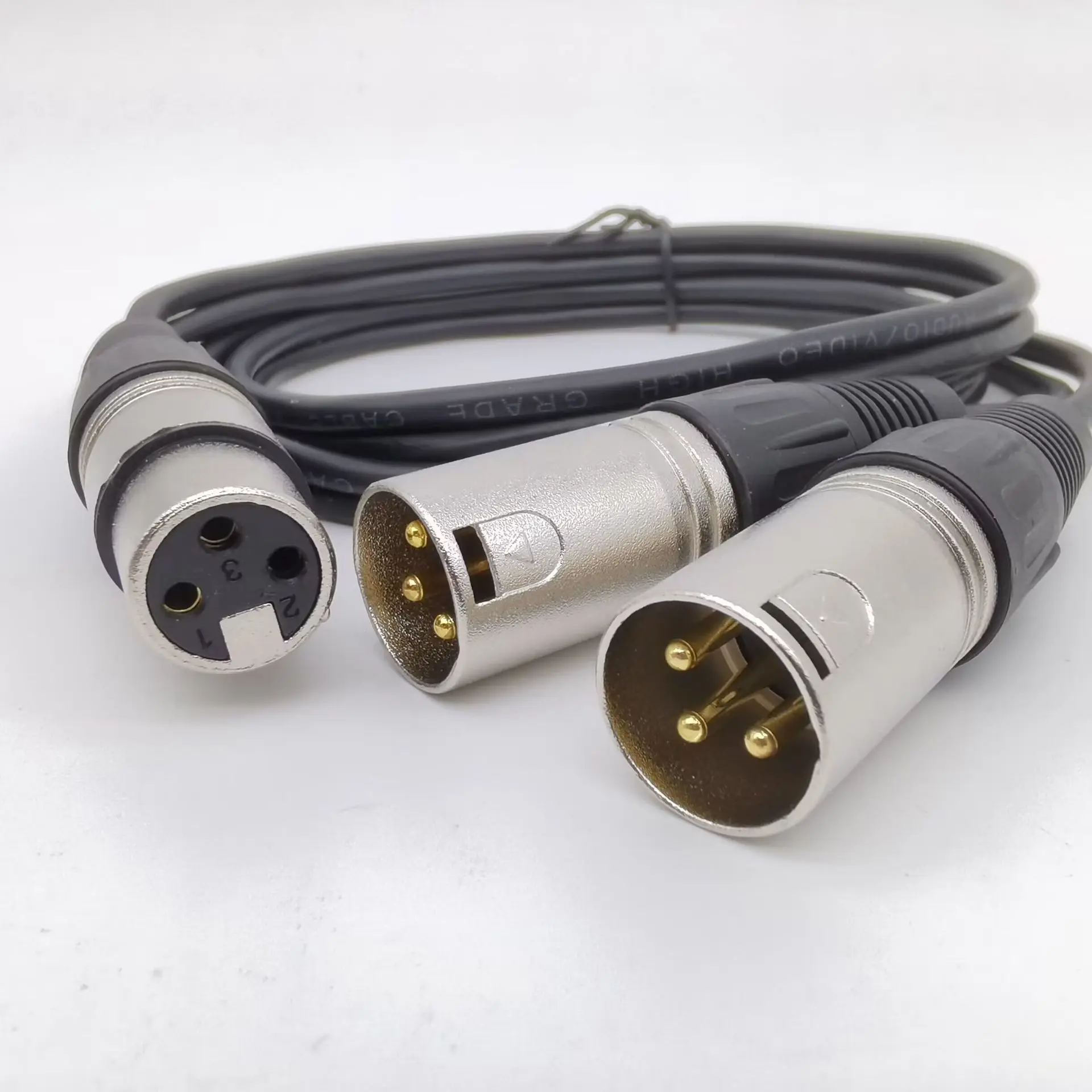 แจ็ค XLR ตัวเมีย3Pin ตัวแยกสัญญาณ2 XLR ตัวผู้สายเคเบิลอะแดปเตอร์50ซม./100ซม. สำหรับเครื่องผสมหูฟังลำโพง