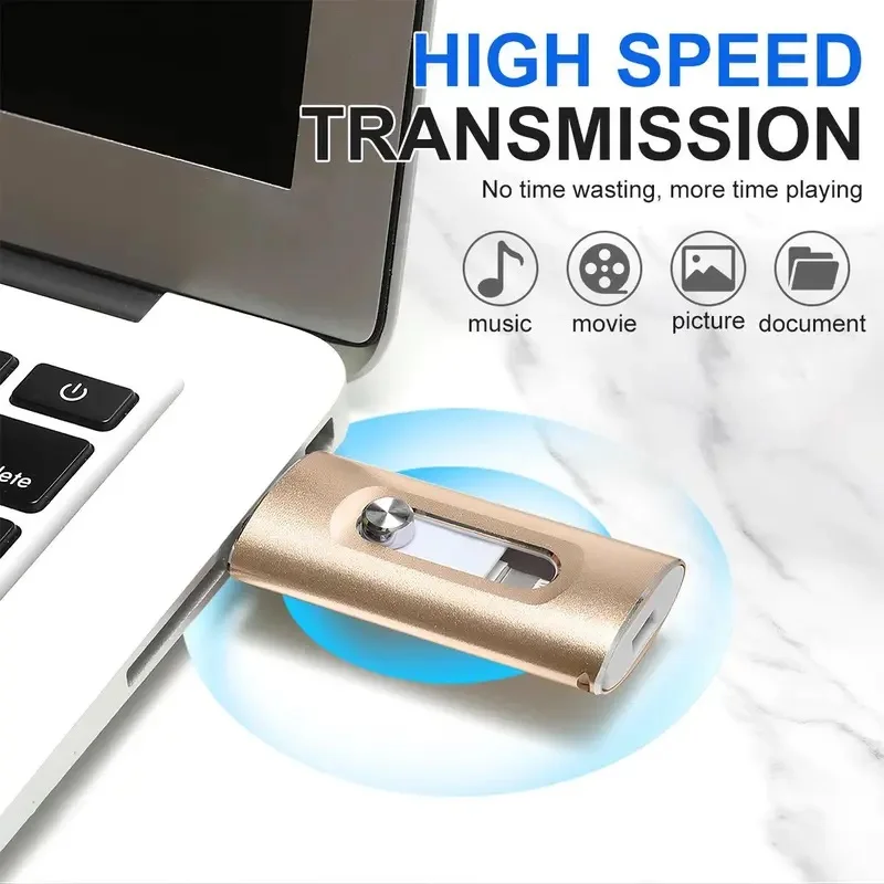 

USB 3.0 Flash Drive For iPhone & Type-C & Android & PC, 4 in 1 Ultra-Fast Memory Stick 64GB-1TB, Photo Stick Thumb Drive