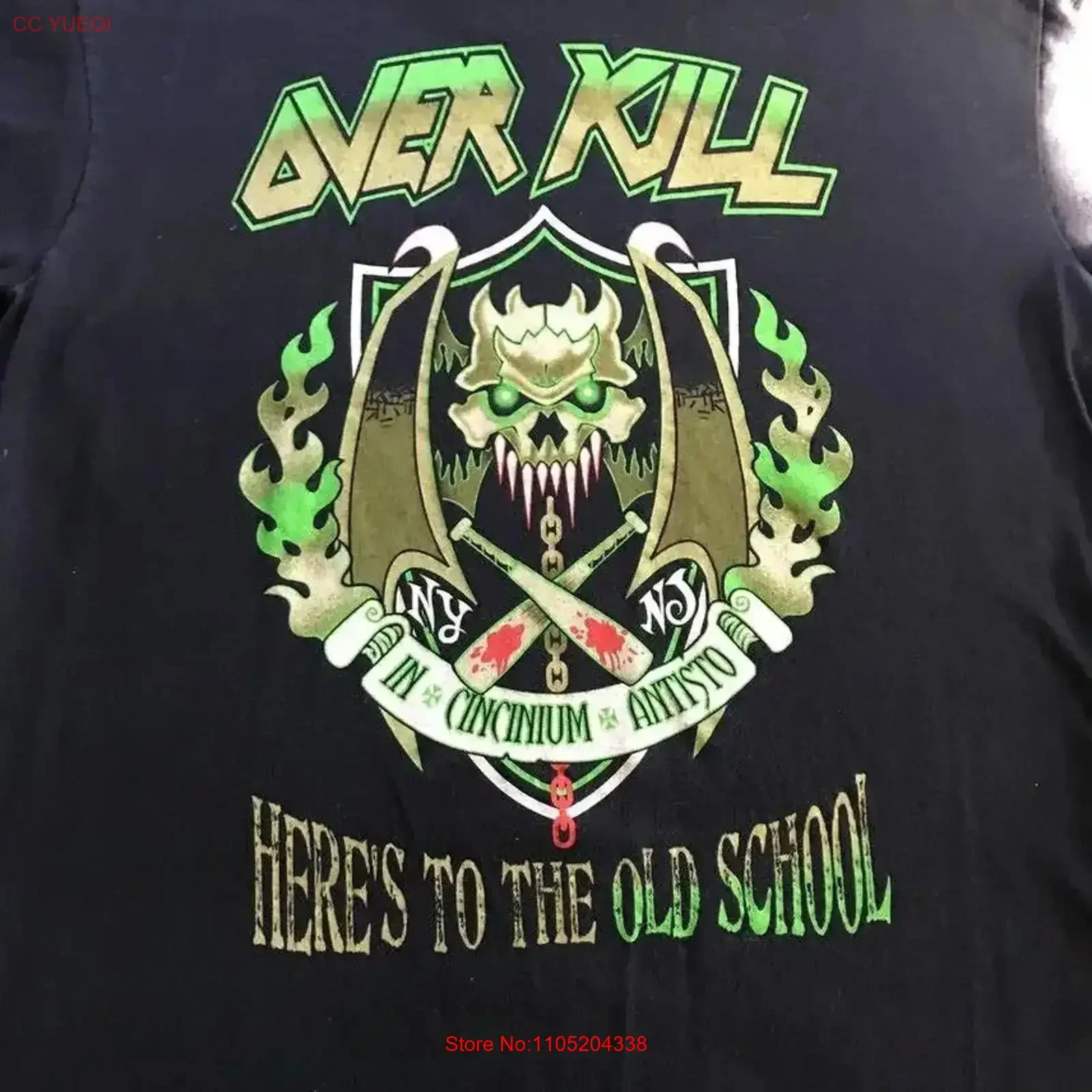 Overkill Here's To The Old School Black Men S 234XL T Shirt vintage Washed Stretched Comfortable graphic designer clothes Soft