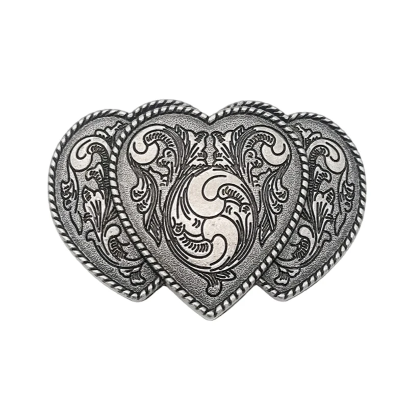 Heart Belt Buckles for Men Women Engraved Cool Replacement Buckle (Floral)