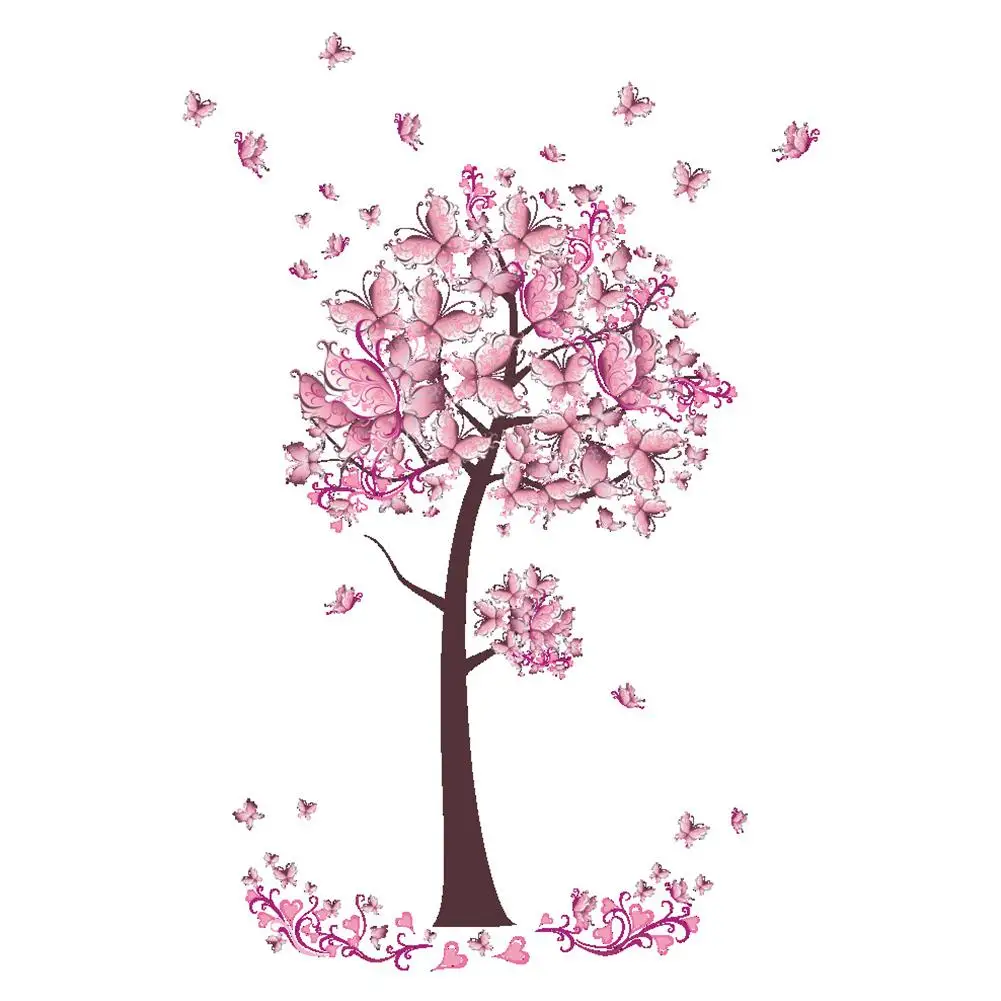 【 Ready Stock 】 Removable Elegant Butterfly Flower Tree Wall Sticker Decal Room Decor Mural