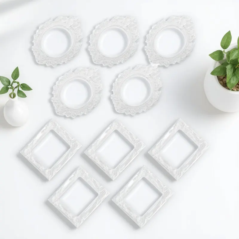 10Pcs Resin Photo Frame Retro Design Decorative Picture Frames for Home Office Coffee Shop Nail Shop Display Digital Photo Frame
