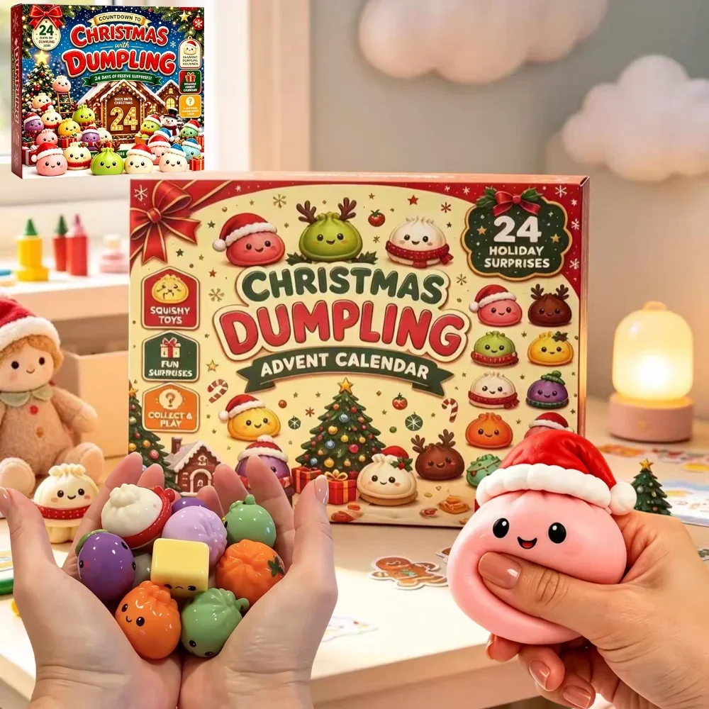 Christmas Advent Calendar 24Day Dumpling Squishy Toys Slow Rising Fidget Squeeze Toy Stress Relief Xmas Decor Gift