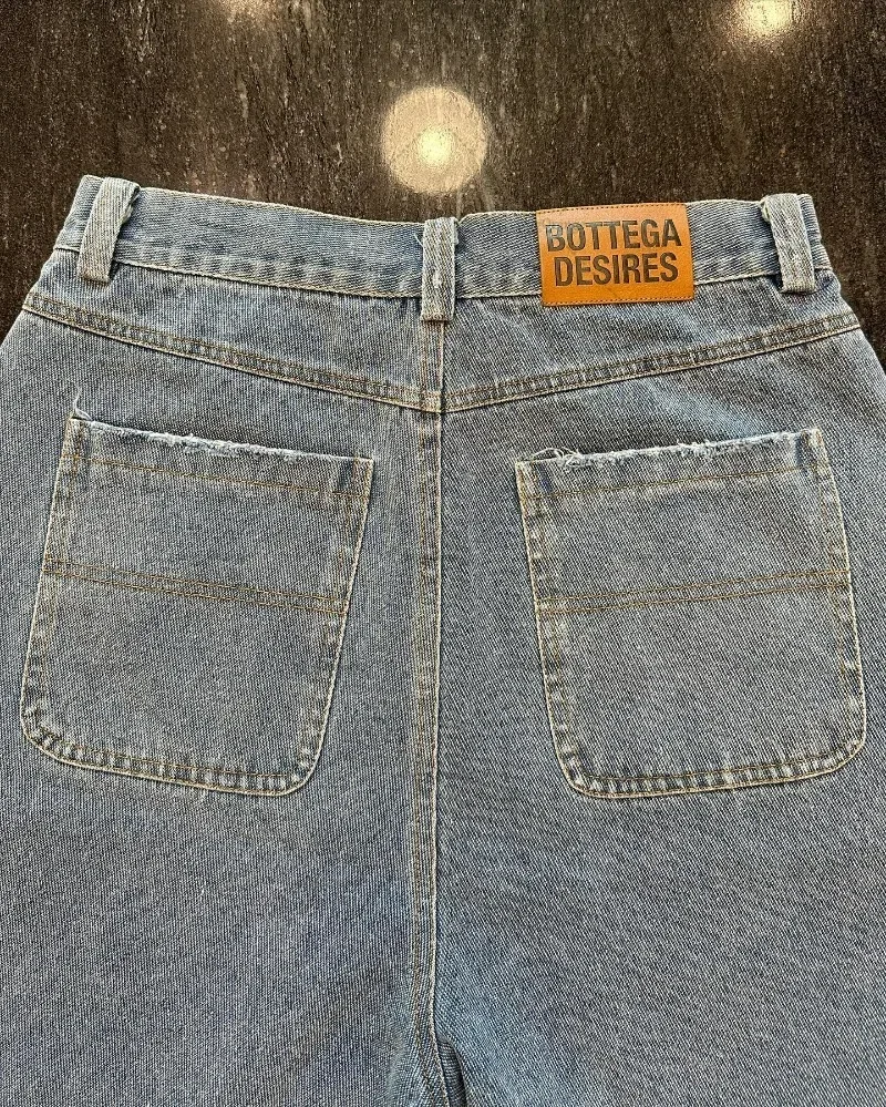 2024 europäische und amerikanische neue Modemarke Shorts mit Briefs tickerei Jeans mit hoher Taille Männer Street Hip Hop übergroße Hosen