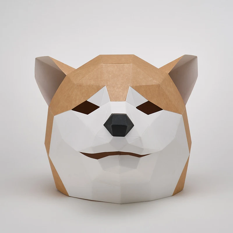 3D แม่พิมพ์กระดาษ Husky หน้ากากหมวกสัตว์ฮาโลวีนคอสเพลย์ Props ผู้หญิงผู้ชายเล่นบทบาทชุด DIY หัตถกรรมหน้ากาก