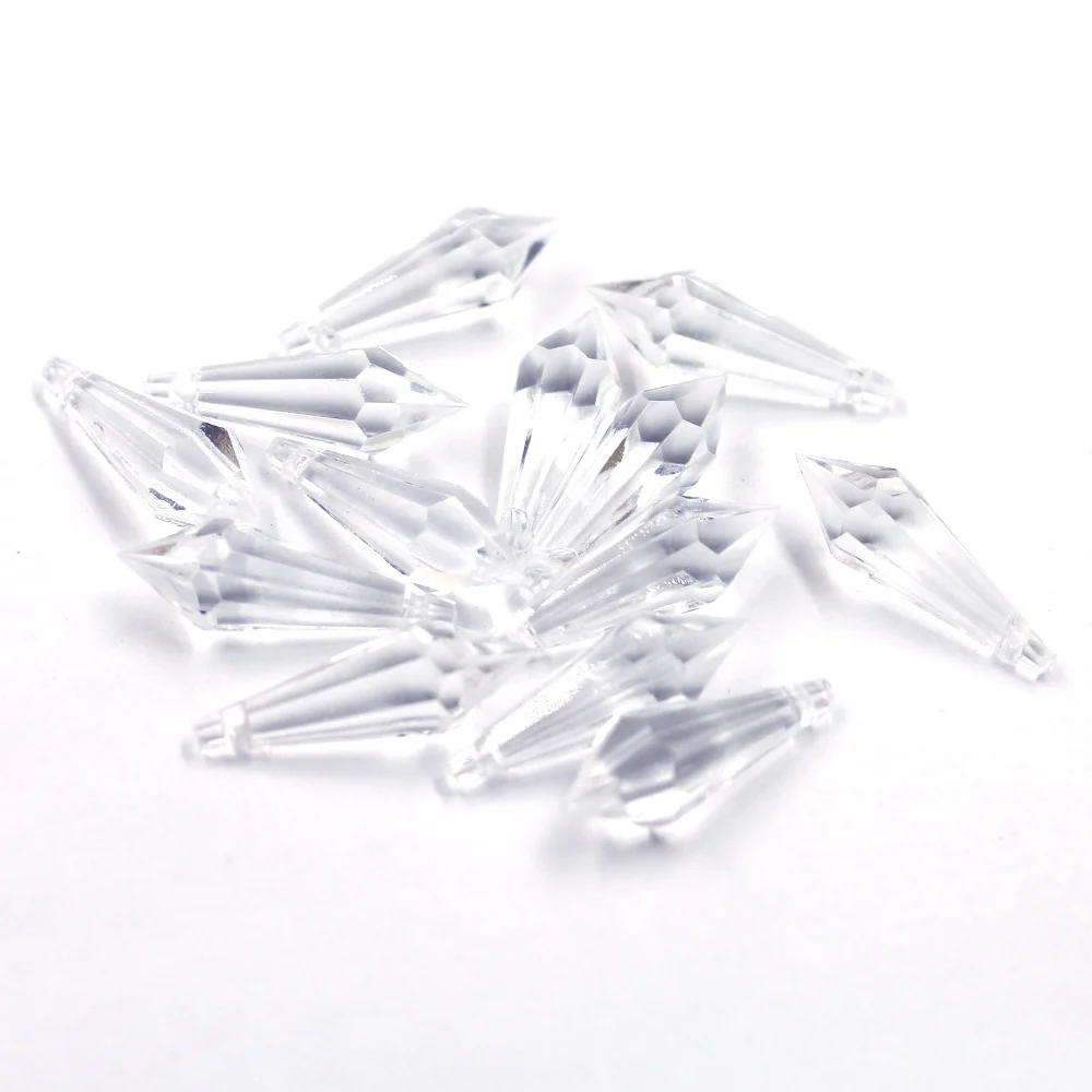 Pendants Teardrop Faceted Crystal Shape Acrylic Clear For Charms Necklaces Jewelry DIY Making Findings 31x10mm