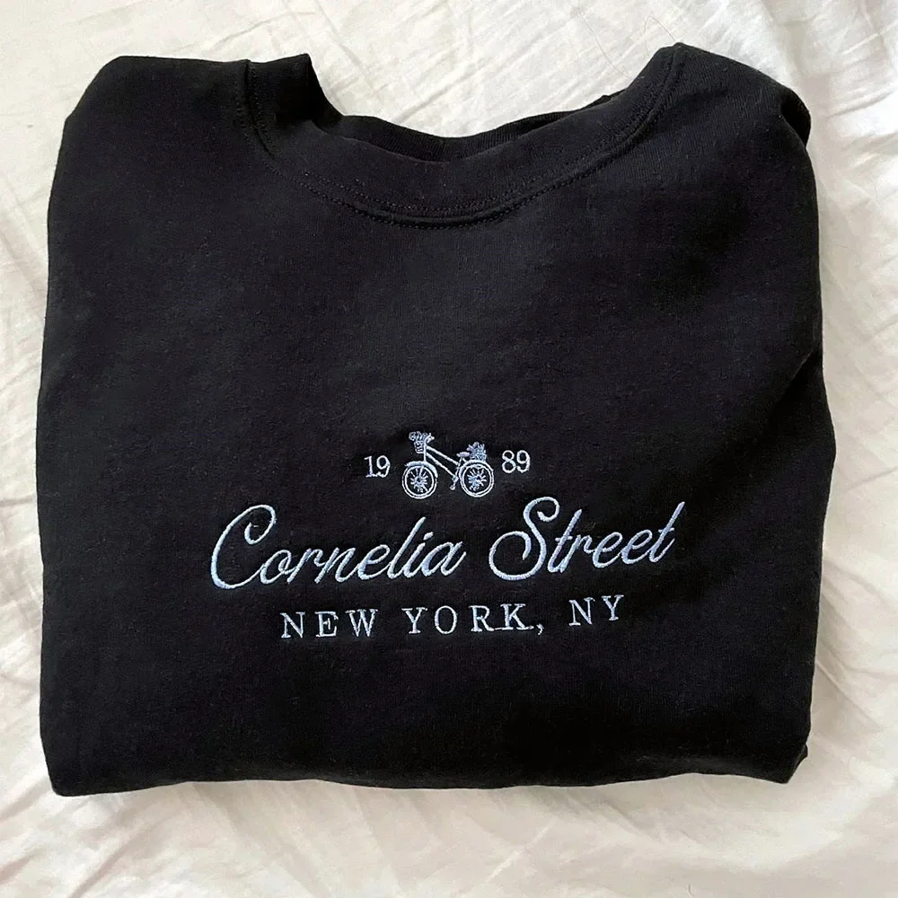 Cornelia Street Embroidered Vintage Style Sweatshirts Women Loose Cotton Thick Warm Pullover Ins Fashion Autumn Jumpers