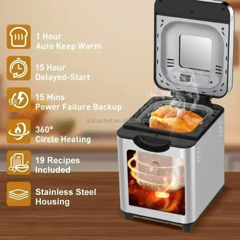 

1.5L Fully Automatic Multifunctional Bread Maker Digital Toast Bread Making Machine For Home Breakfast