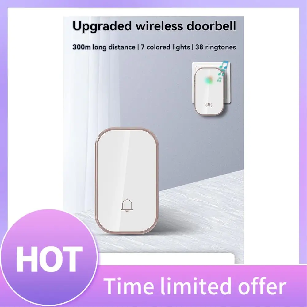 

B68A Умный беспроводной дверной звонок, диапазон 300 м, домашний дверной звонок, 38 песен, мелодия, отличительный дверной звонок, звонок