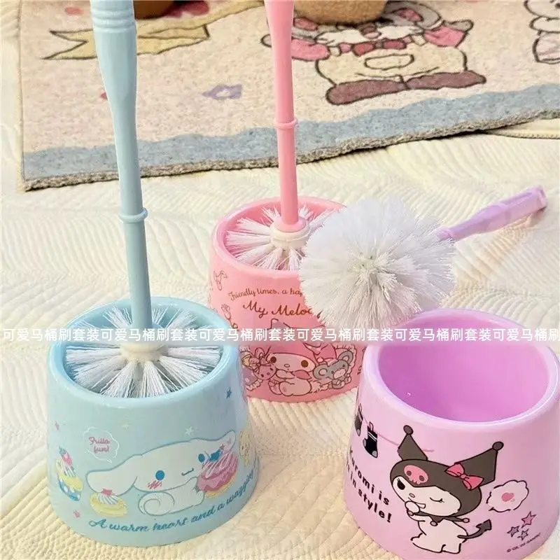 Cute Kuromi Cinnamoroll anime peripheral cartoon toilet brush with base cleaning toilet dormitory home toilet brush wholesale