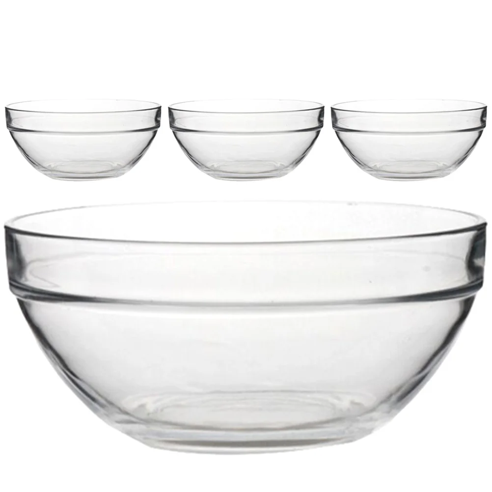 

4Pcs Premium Glass Bowls Clear Bright Stackable Design Smooth Surface Easy Clean Cold Resistant Home Accessory Daily Use Serving