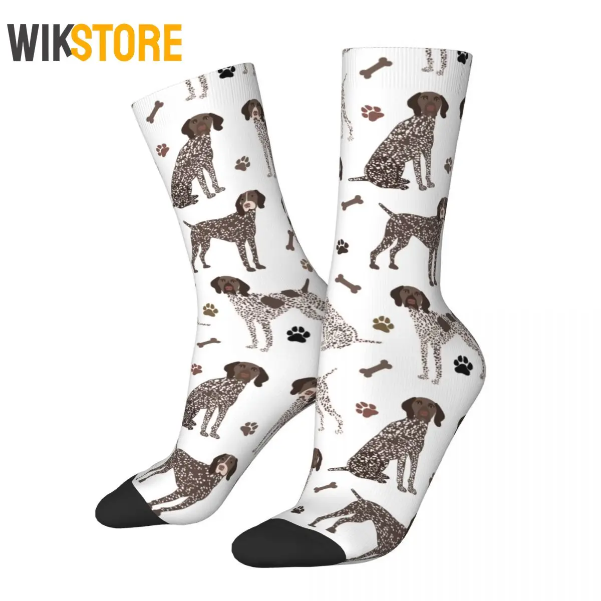 

German Shorthaired Pointer Dog Bone And Paw Socks Men Women Fashion Socks Crazy Spring Summer Autumn Winter Socks Gifts