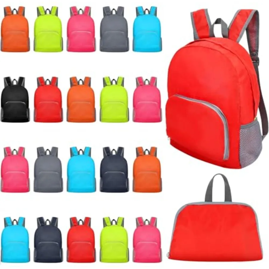 

24 Pcs 17 Inch Backpack in Bulk Foldable Classic Back Packs Colorful Book Bags Assorted Colors Lightweight Bookbags for Outdoor