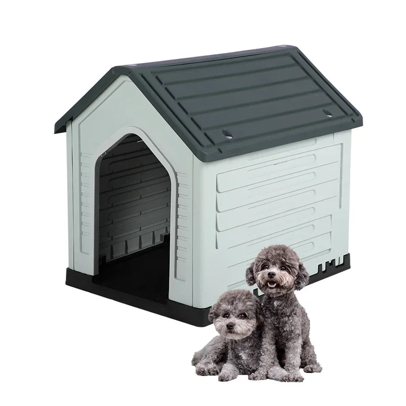 Plastic Pet Kennels Waterproof Detachable Outdoor Indoor Dog House with Door Suitable for All Seasons